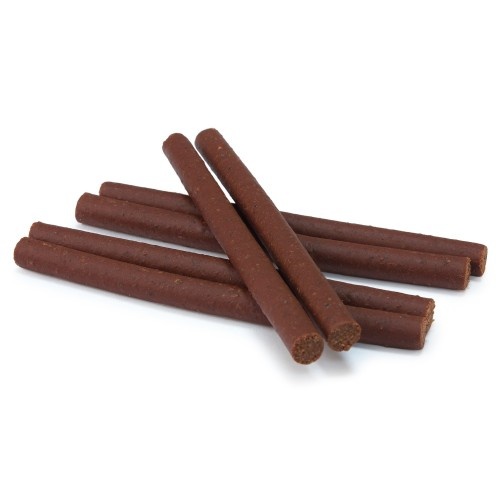 Palitos de carne macia para cães, sabor salmão.