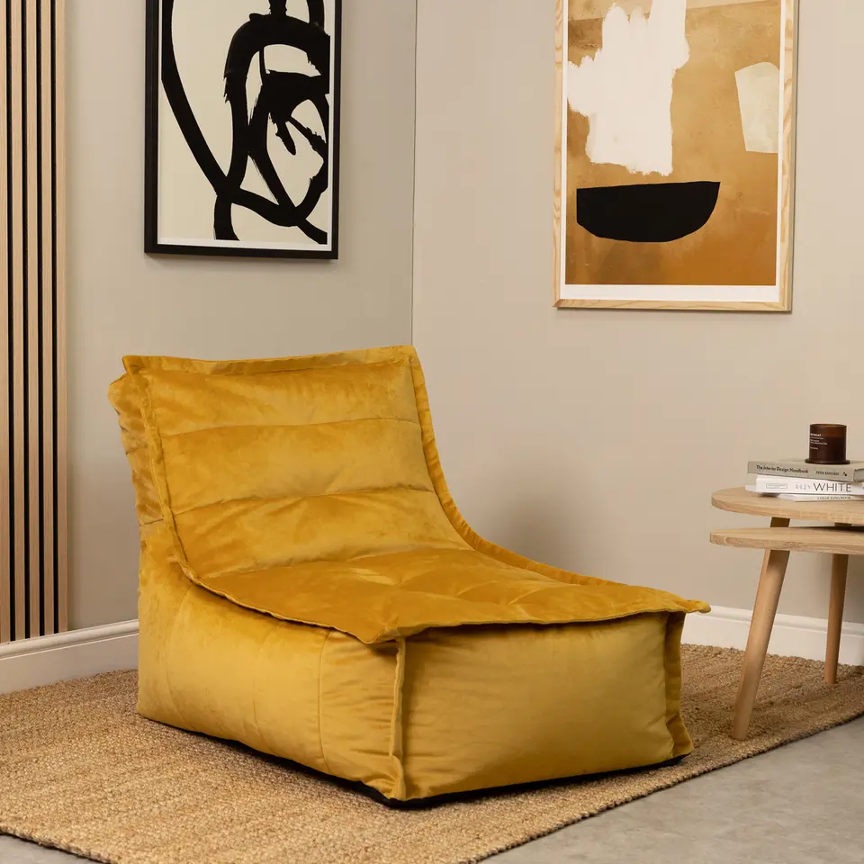 icon Zitzak Lounger Dolce - Fluwelen Zitzak - Geel