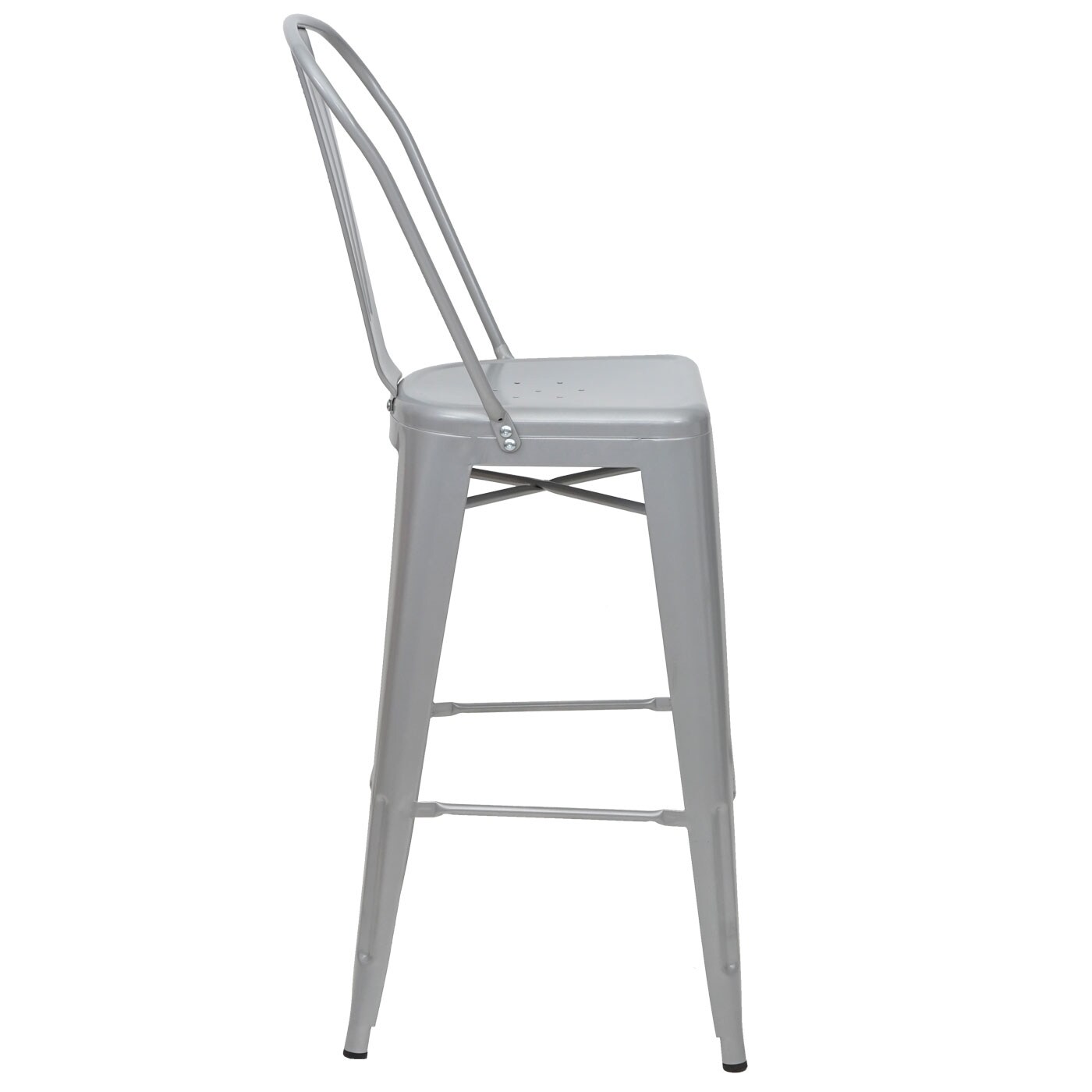 Barhocker MCW-A73, Barstuhl Tresenhocker mit Lehne, Metall Industriedesign ~ grau