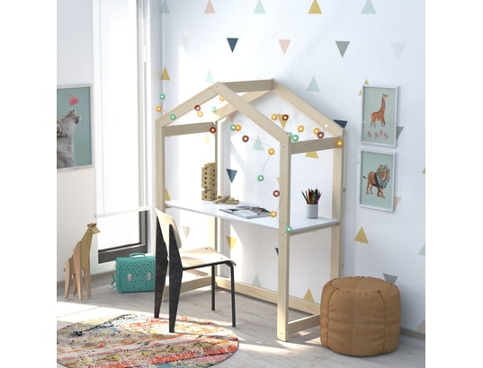 TERRE DE NUIT - Bureau enfant Bureau cabane réglable 3 hauteurs bois clair