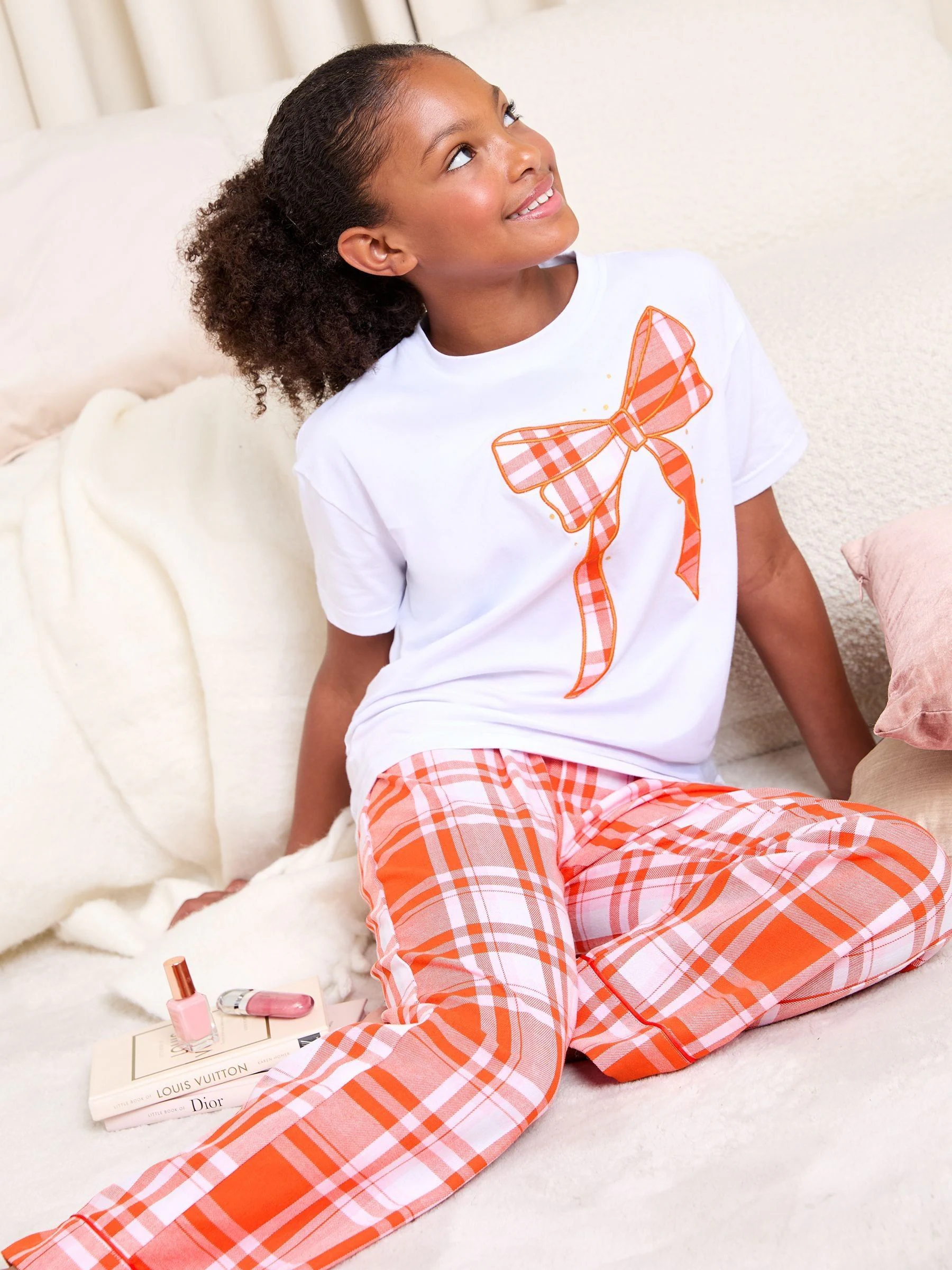 Lipsy Christmas Bow Check Pyjamas Set (5-16yrs)