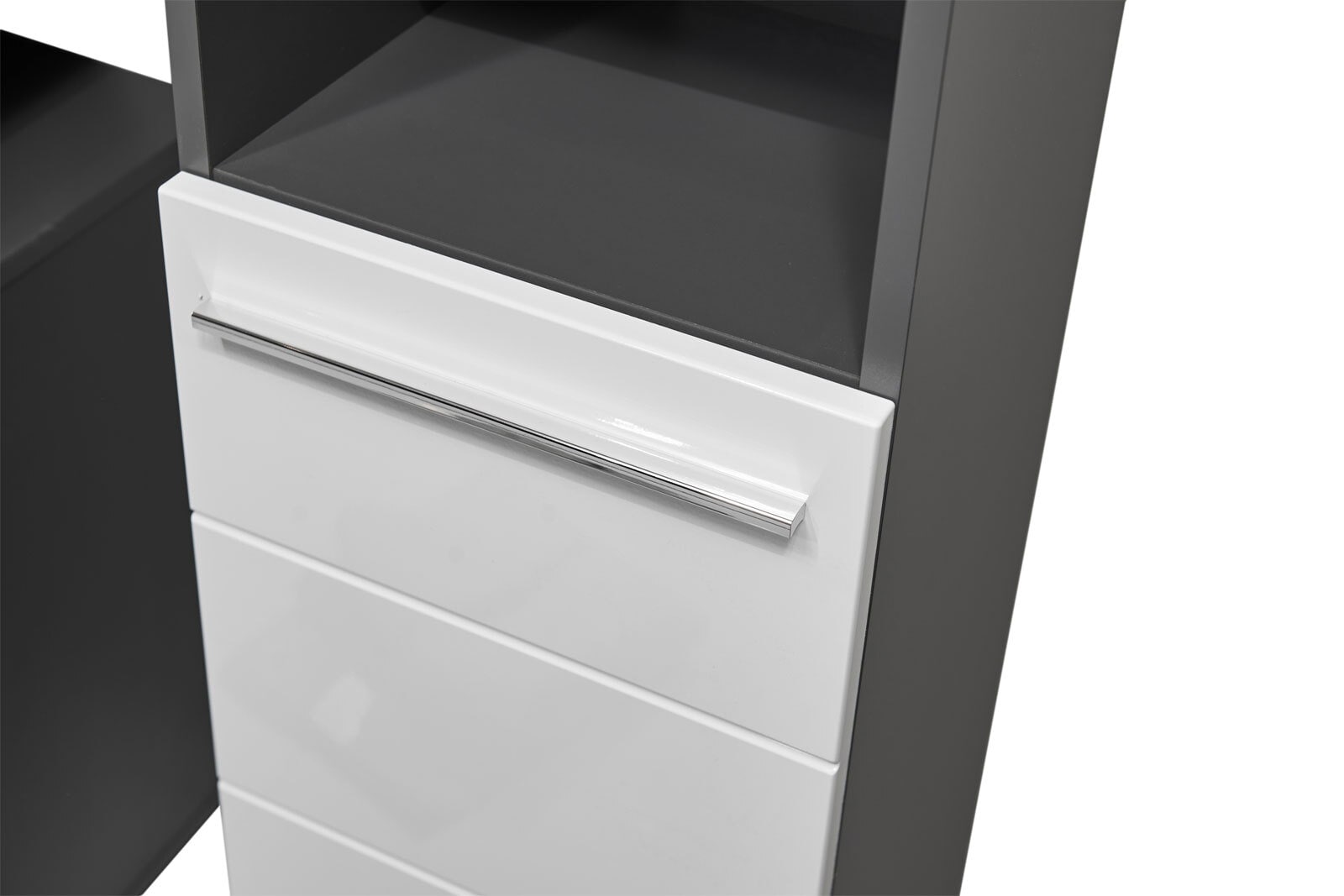 Hochschrank Gloss Front Weiß Hochglanz Korpus Antrahzit