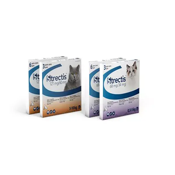 Inseticida Strectis 68mg/34mg (Fipronil/Metopreno) para Gatos, Embalagem Spot-On com Pipeta, 0,5kg a 5kg, Caixa com 3 unidades
