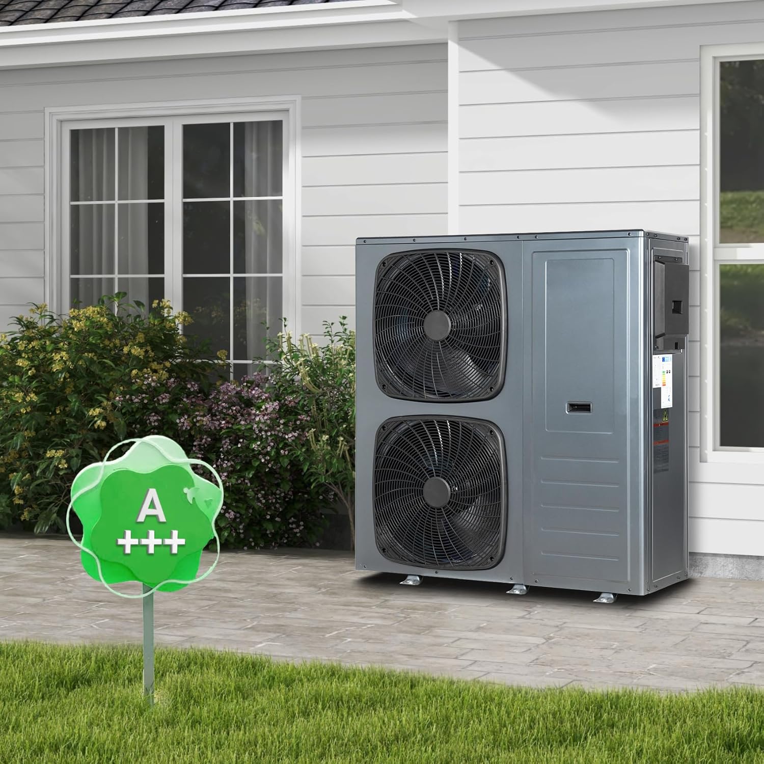 R290 Warmwasser Wärmepumpe 16 kW, A+++ Wärmepumpe für Warmwasser, SCOP 5.1, Luftwärmepumpe, Geräuschloser Betrieb, 3 Temperaturregelungsmodi, 5-75 ℃