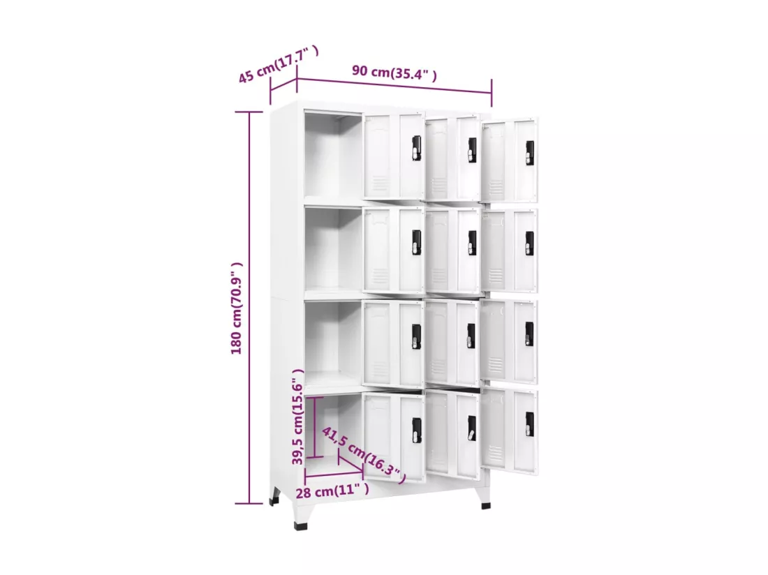 Armoire à casiers Blanc 90x45x180 cm Acier
