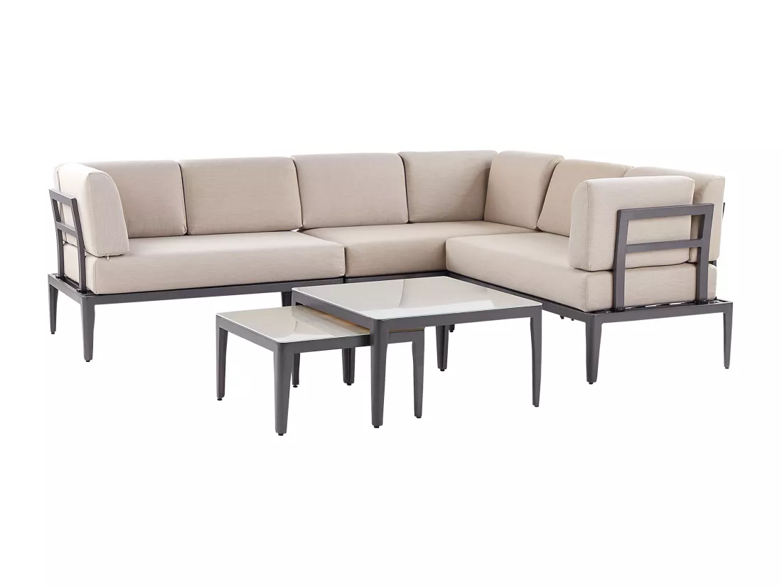Ensemble de canapés d'angle de jardin 6 places RIMA III Côté droite Métal Beige