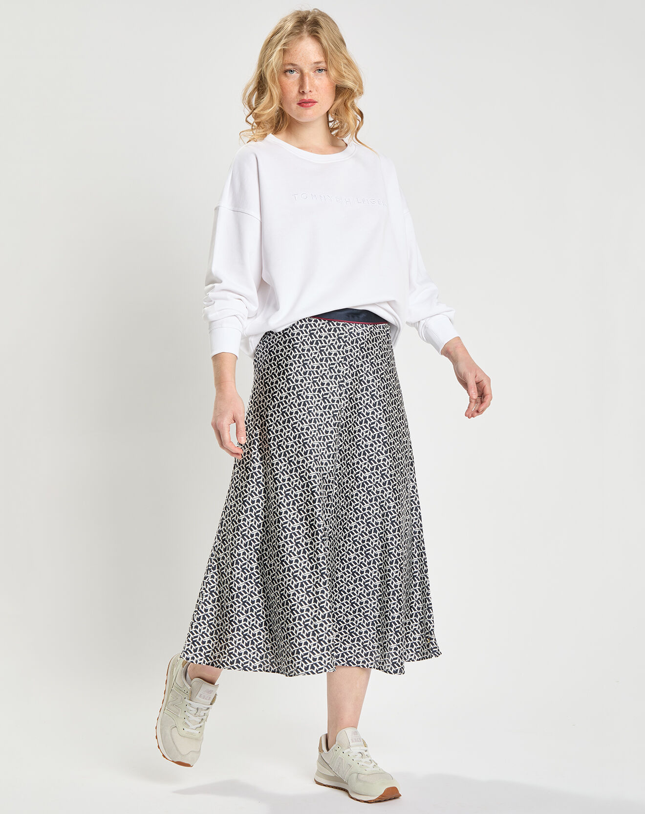 Tommy Hilfiger Jupe midi fluide Icon imprimée noir/blanc