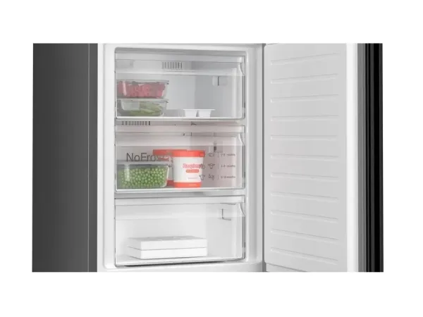 Bosch Serie 4 KGN39EXCF, 363 L, SN-T, 10 kg/24t, C, Frisk zone, aflukke, Sort, Rustfrit stål