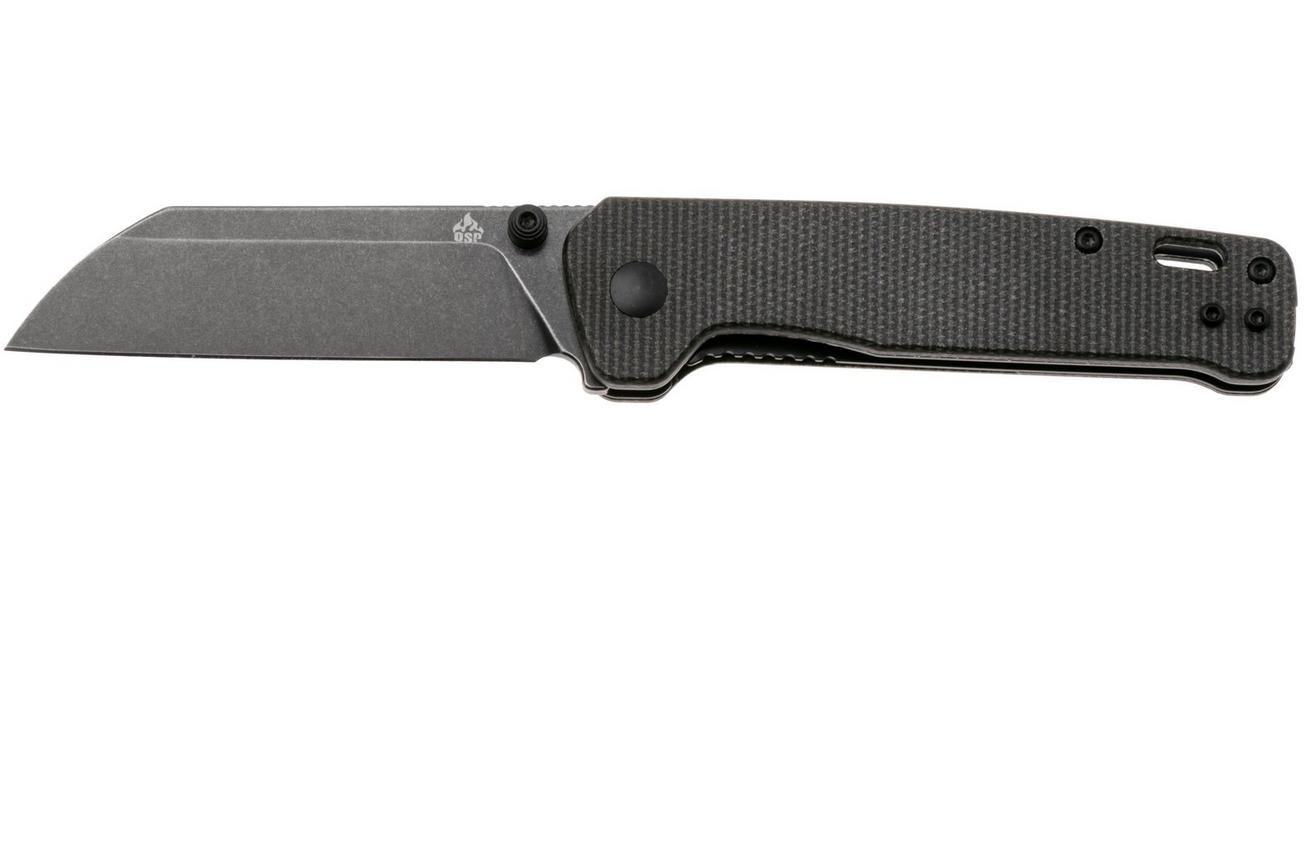 QSP Knife Penguin V2 QS130V2-A2 Blackwashed D2, Dark Brown Micarta, zakmes