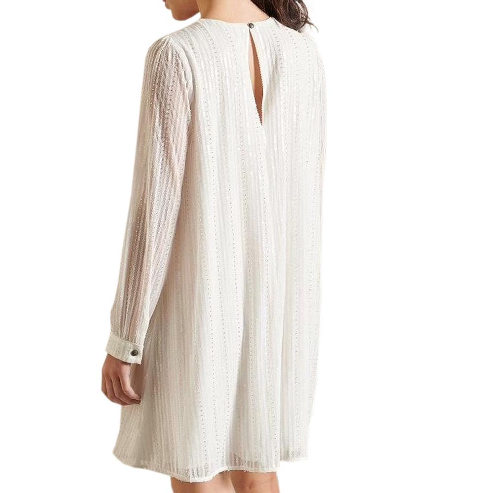 Superdry Robe Blanche à sequins Femme Superdry Woven