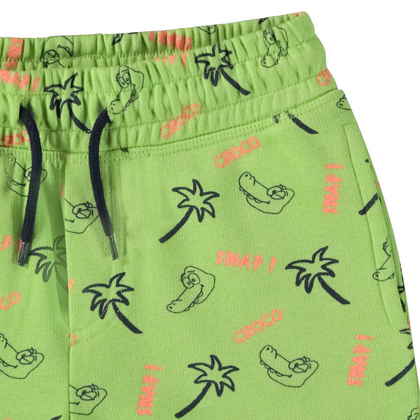Bermuda en molleton imprimé crocodiles/palmiers pour garçon - Vert