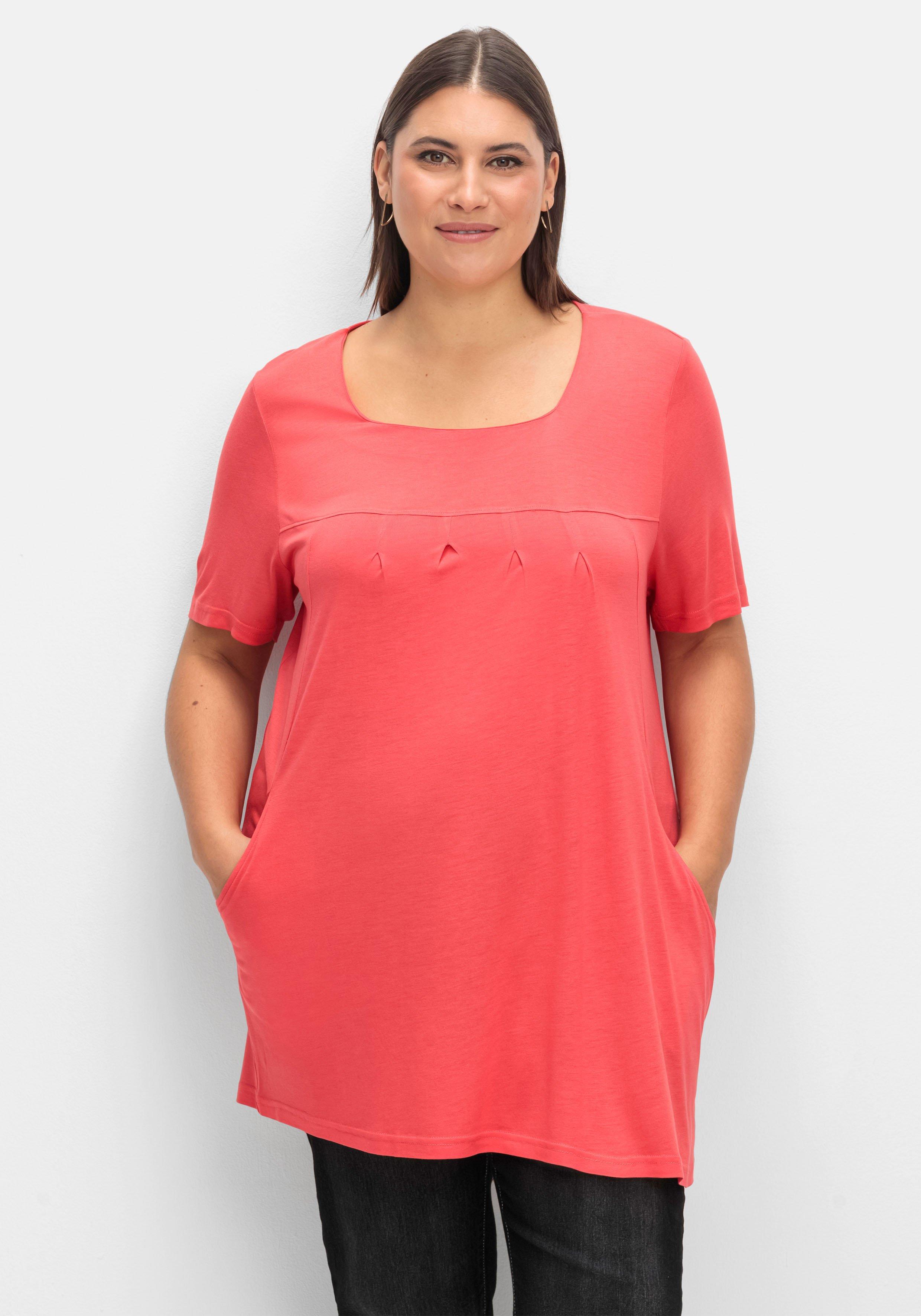 Longshirt mit Taschen und Karreeausschnitt