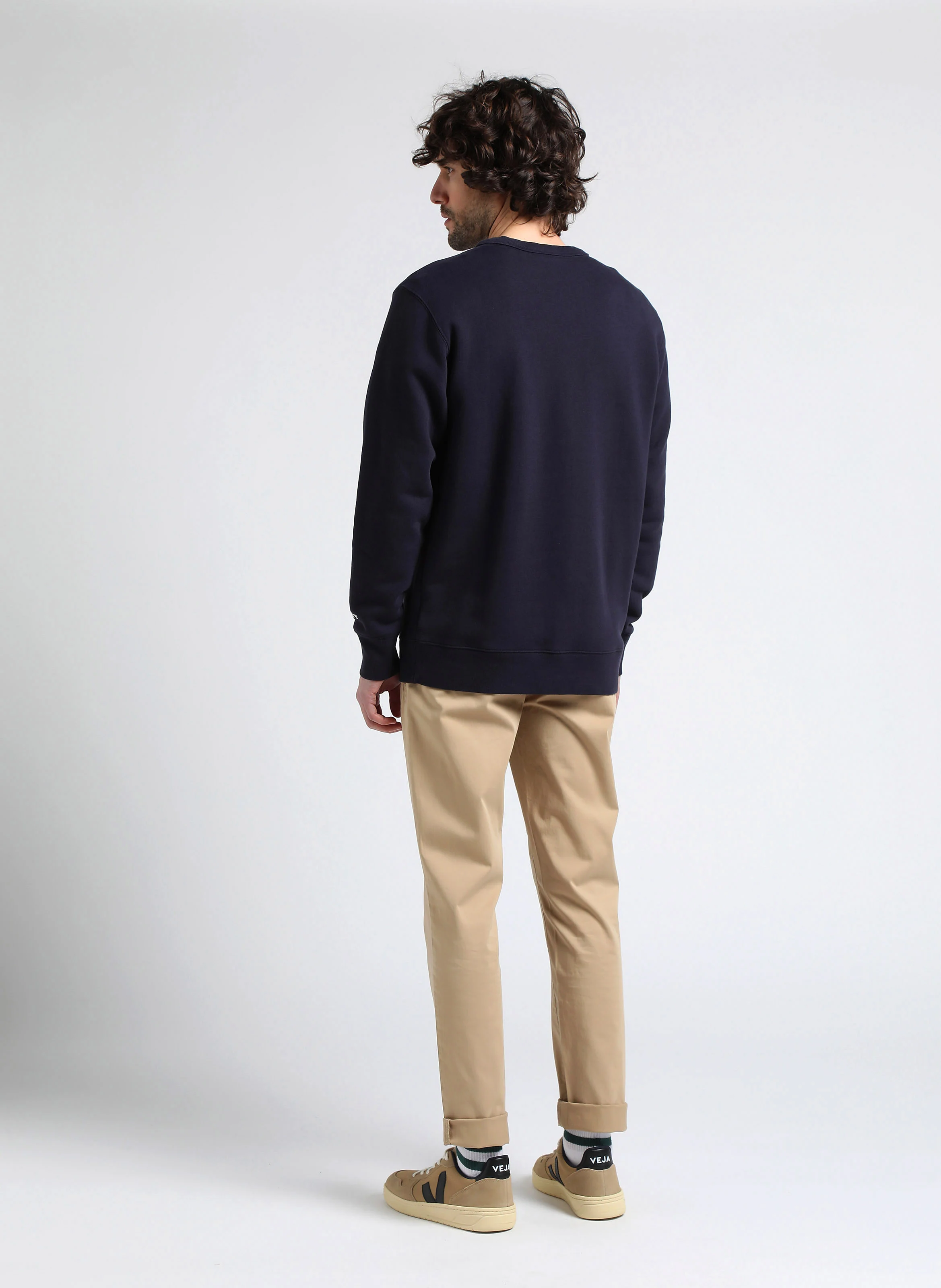 Sweat col rond regular-fit brodé en coton | Bleu