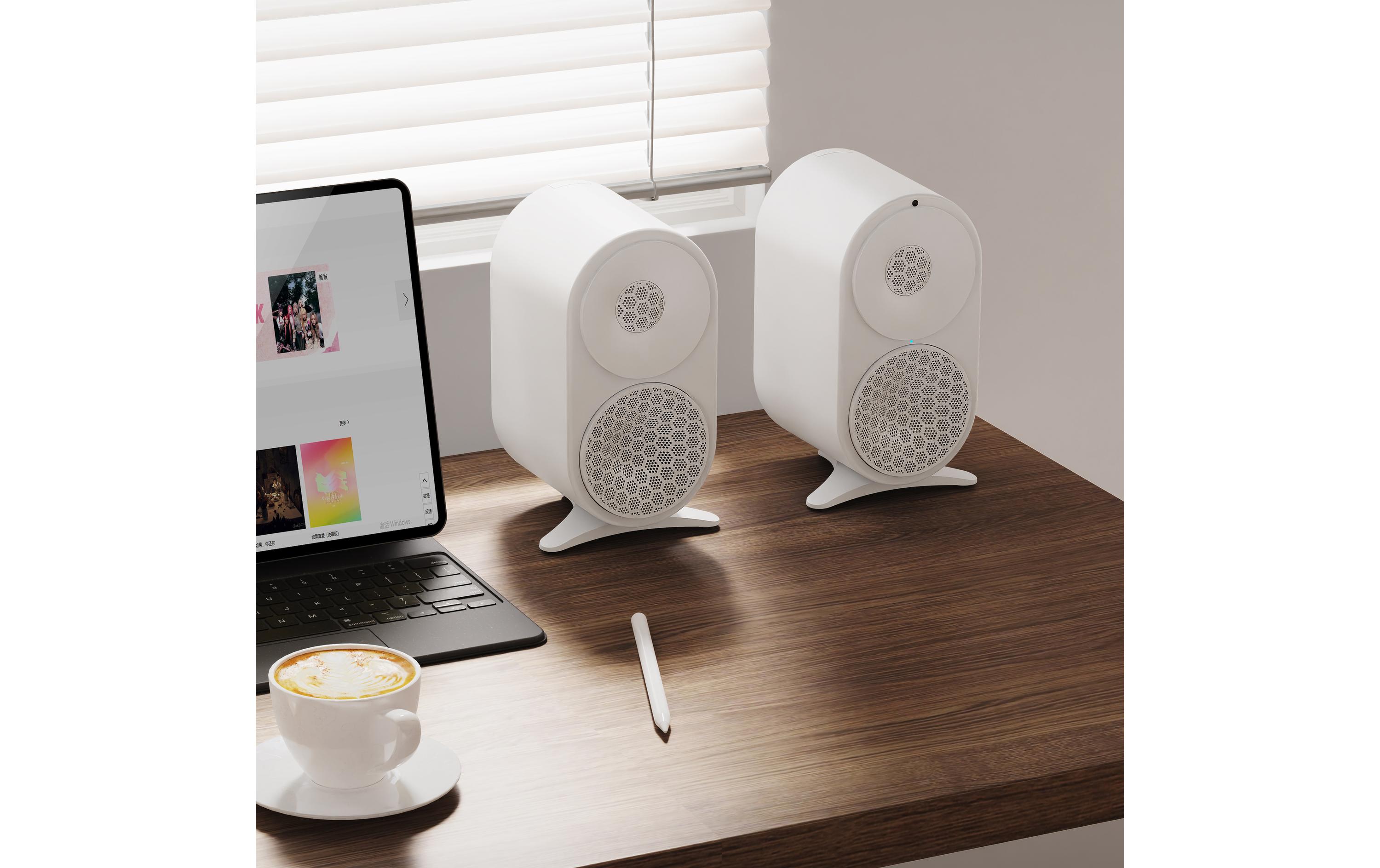 Regallautsprecher Paar S0 Weiss<br>Tragbares Bluetooth-Lautsprecherpaar