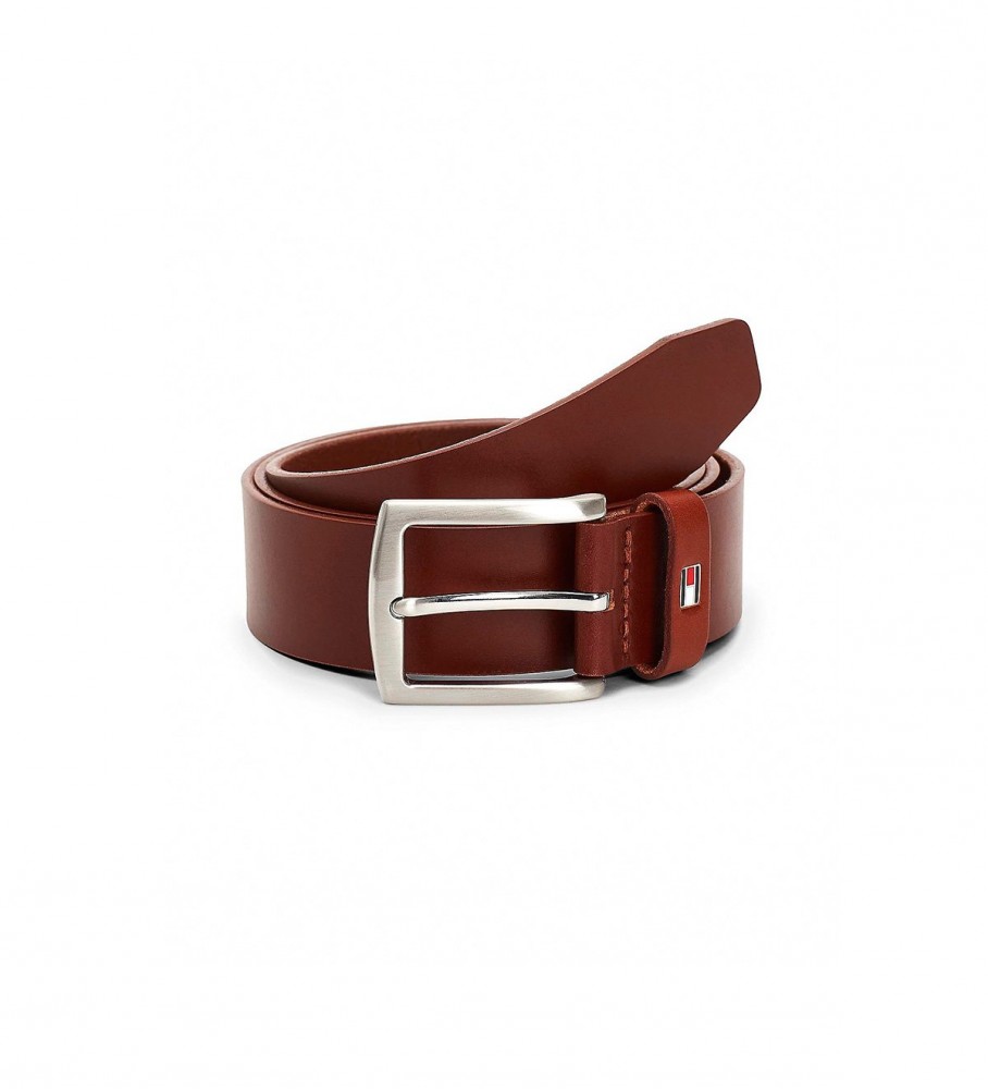Cinto Tommy Hilfiger Denton em couro marrom
