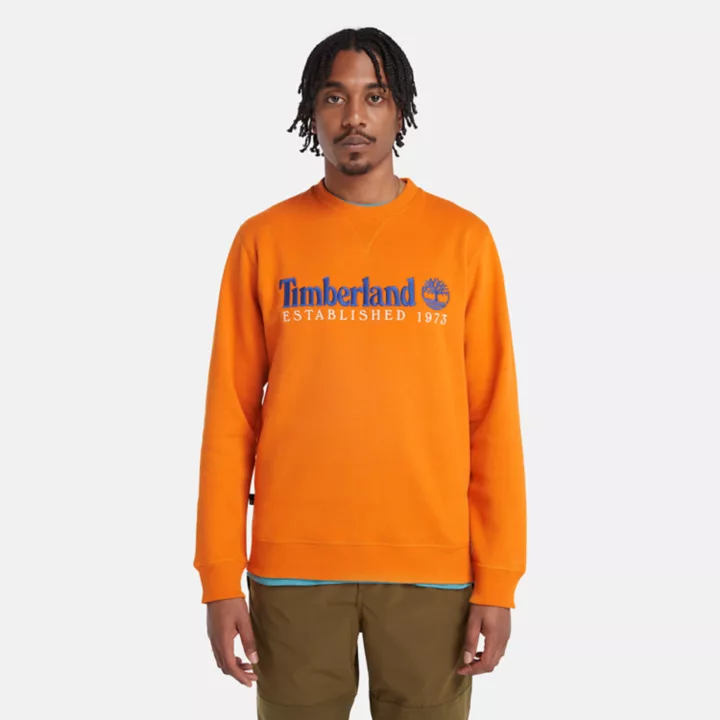 Moletom masculino laranja com gola redonda e logo 