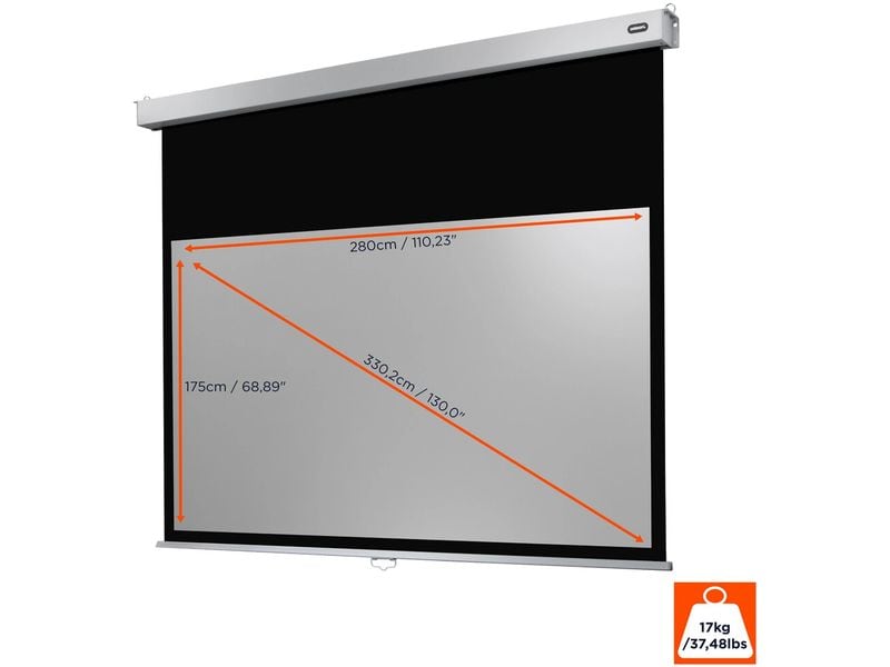 Celexon Rollo-Leinwand Pro Plus 280x175 cm 16:10 Für Tagungen, Konferenzen oder Heimkinoanwendungen