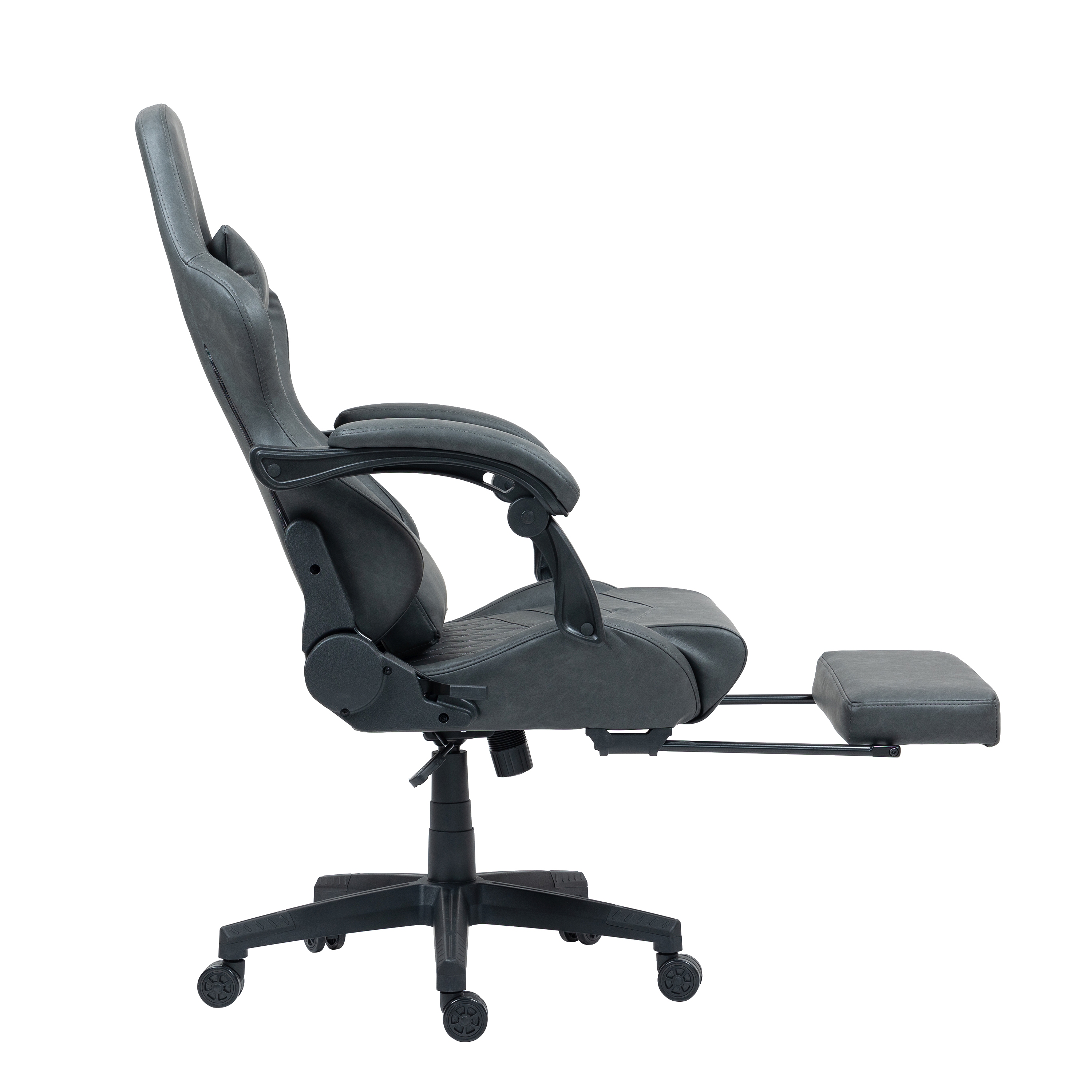 Gamingstuhl Bürostuhl Leder mit Massagefunktion GREG grau