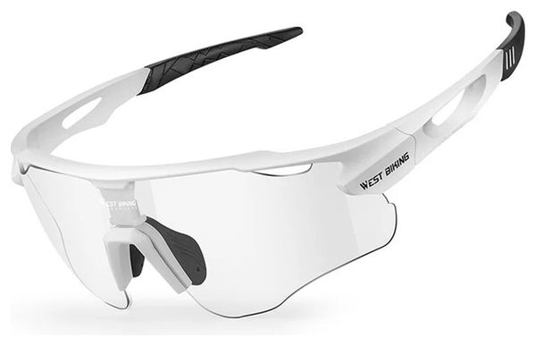 Lunettes de vélo polarisées photochromiques pour cyclisme - blanc