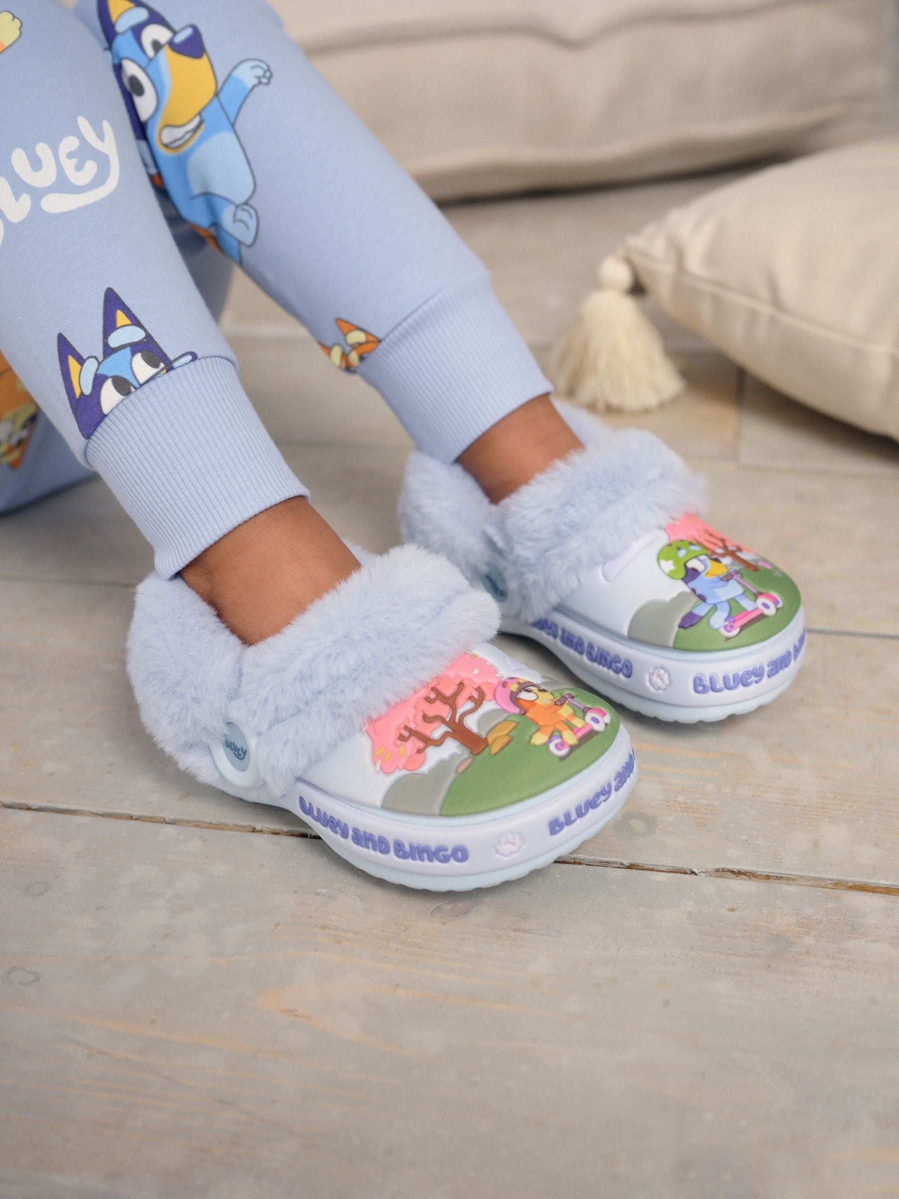 Blauw - Bluey Cosy Lined Slipper Clogs