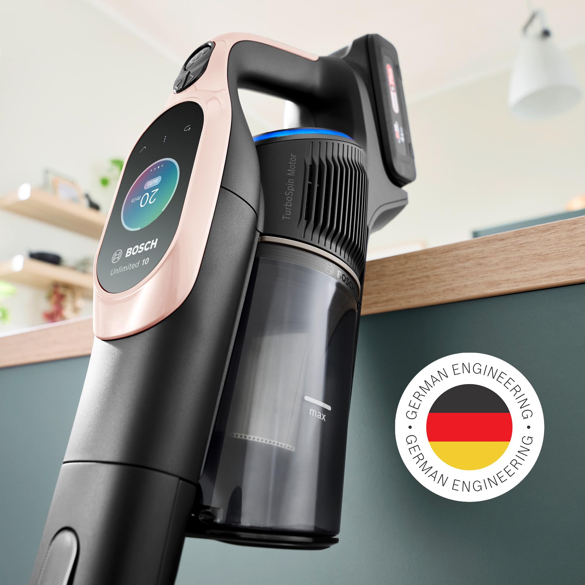 Bosch, aspirateur Balai sans Fil, Unlimited 10, Batterie 4.0 Ah, Technologie MicroClean, bac à poussière Facile à Vider, Tube Flexible, éclairage LED,
