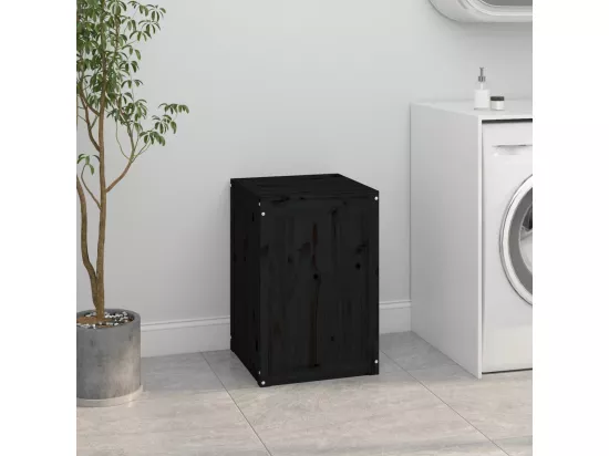 Boîte à linge Noir 44x44x66 Bois massif de pin