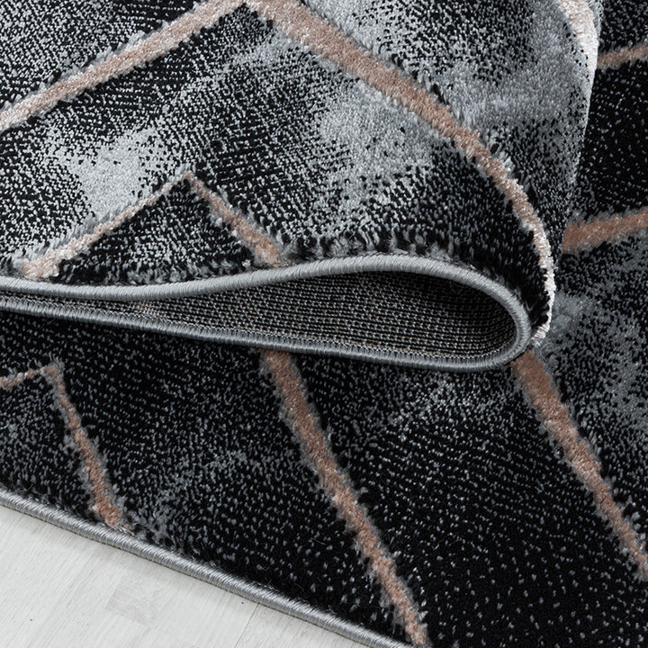 Modern vloerkleed - Marble Square Antraciet/Bruin | Topper