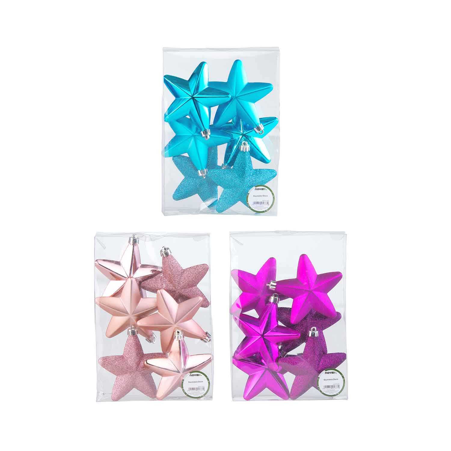novooo Baumschmuck-Set Sterne 6 Stück versch. Farben
