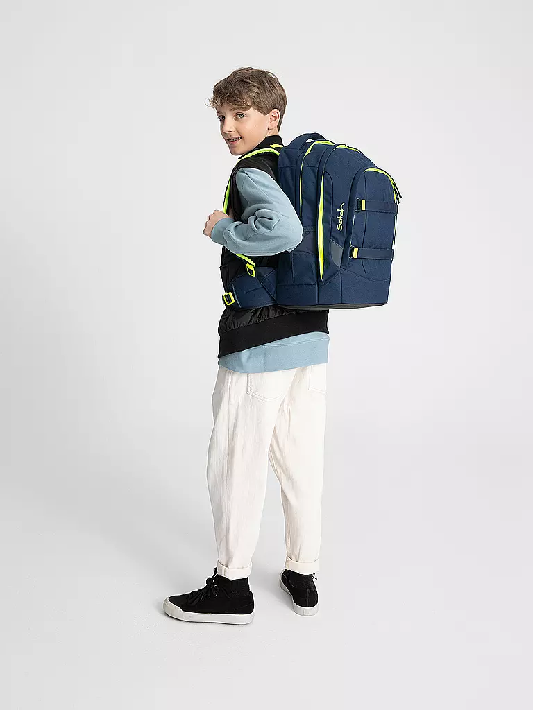 SATCH Schulrucksack Pack - Toxic Yellow dunkelblau