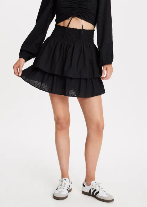 Rok met broderie zwart (ZWART)
