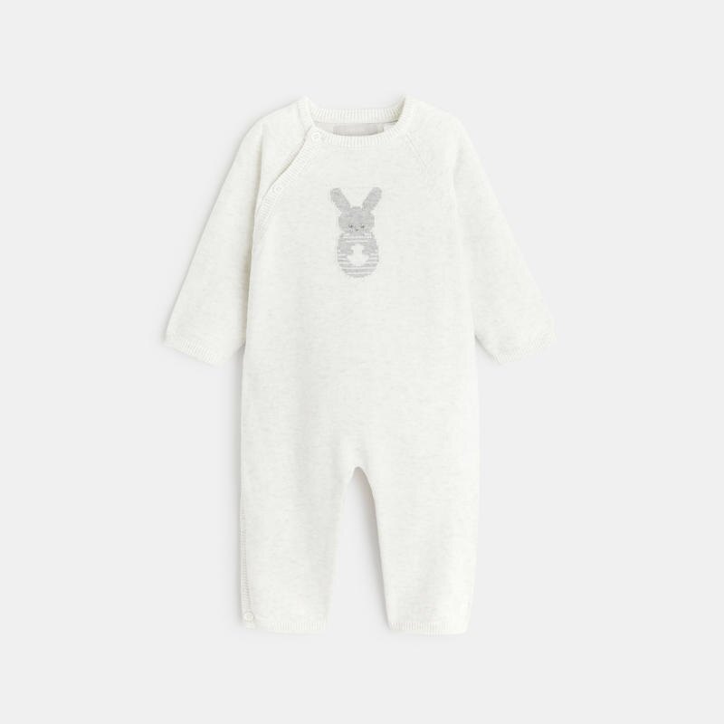 Combinaison maille tricot et body beige naissance Beige