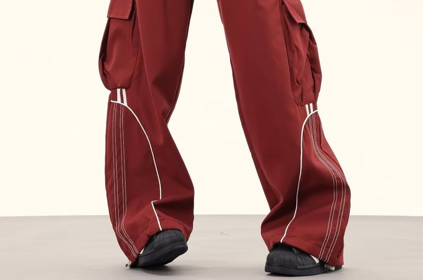 Rosesand - Lage taille, gestreepte, losse, wijde joggingbroek met zakken