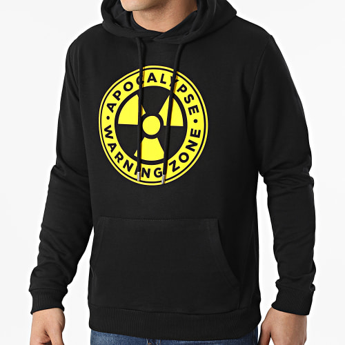 Sweat Capuche Apocalypse Warning Zone Noir Jaune