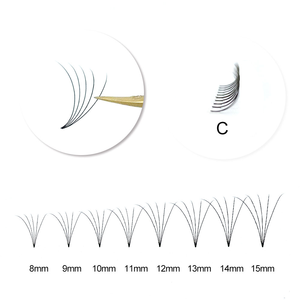 (120er Set) 0.7/8-15mm 5D Eyelashes Wimpern Extensions Feine C Curl Fächer Wimpern