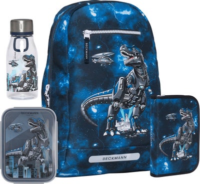 Beckmann Ryggsekk 12L inkl. Pennal, Flaske & Matboks, Tech Rex