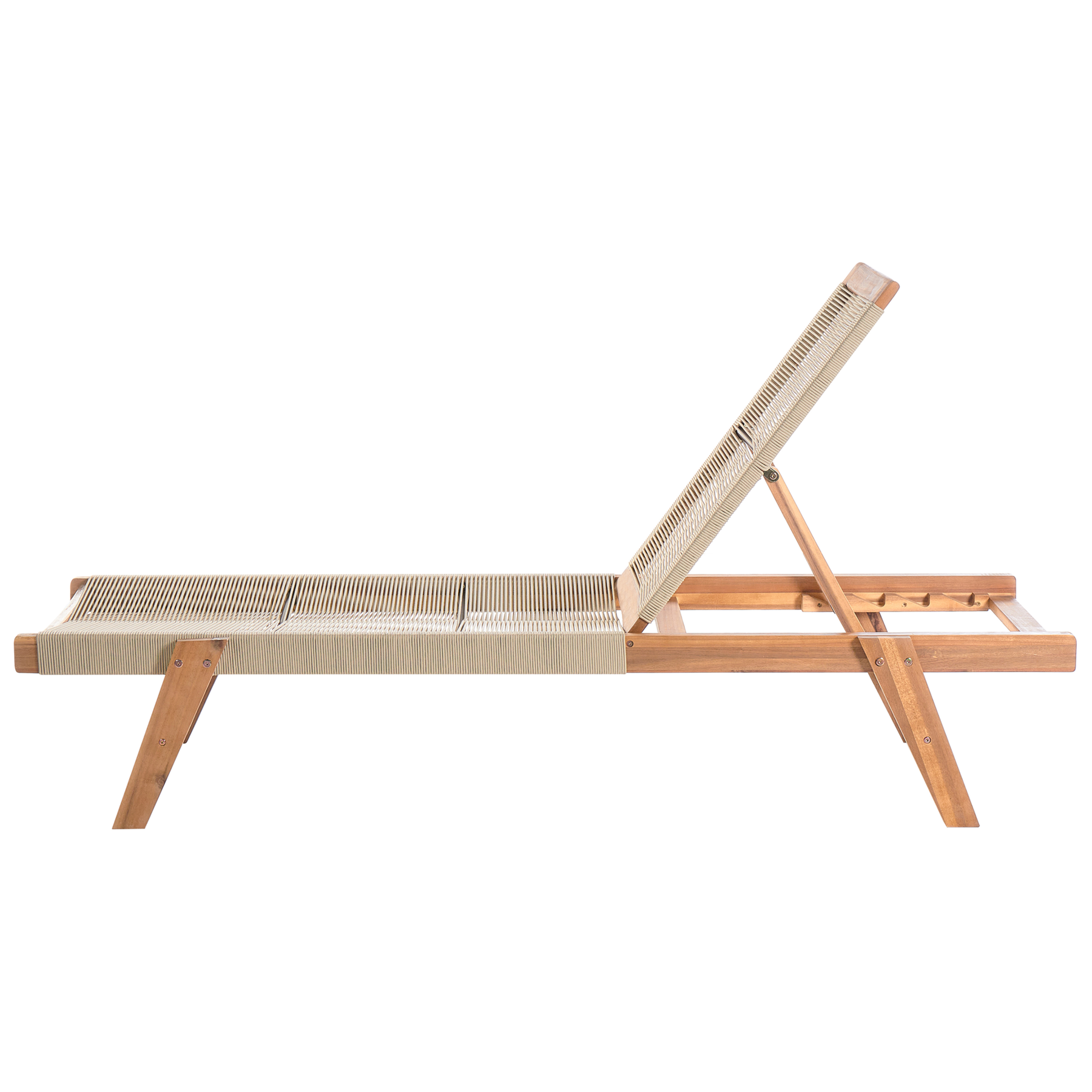 Beliani - PROSSEDI - Ligstoel - Beige - Acaciahout
