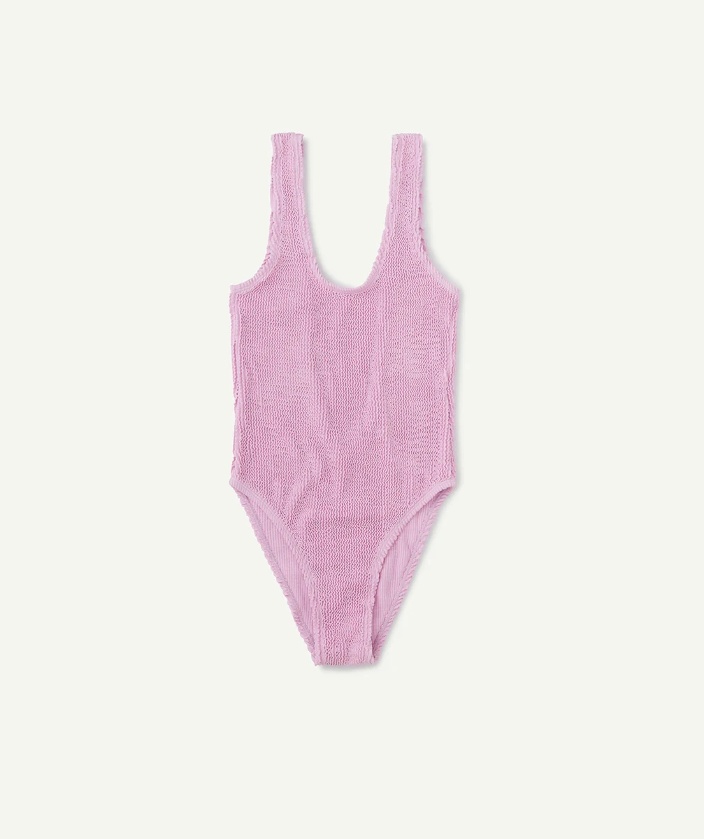 MAILLOT DE BAIN 1 PIÈCE FEMME MATIÈRE GAUFRÉE MAUVE