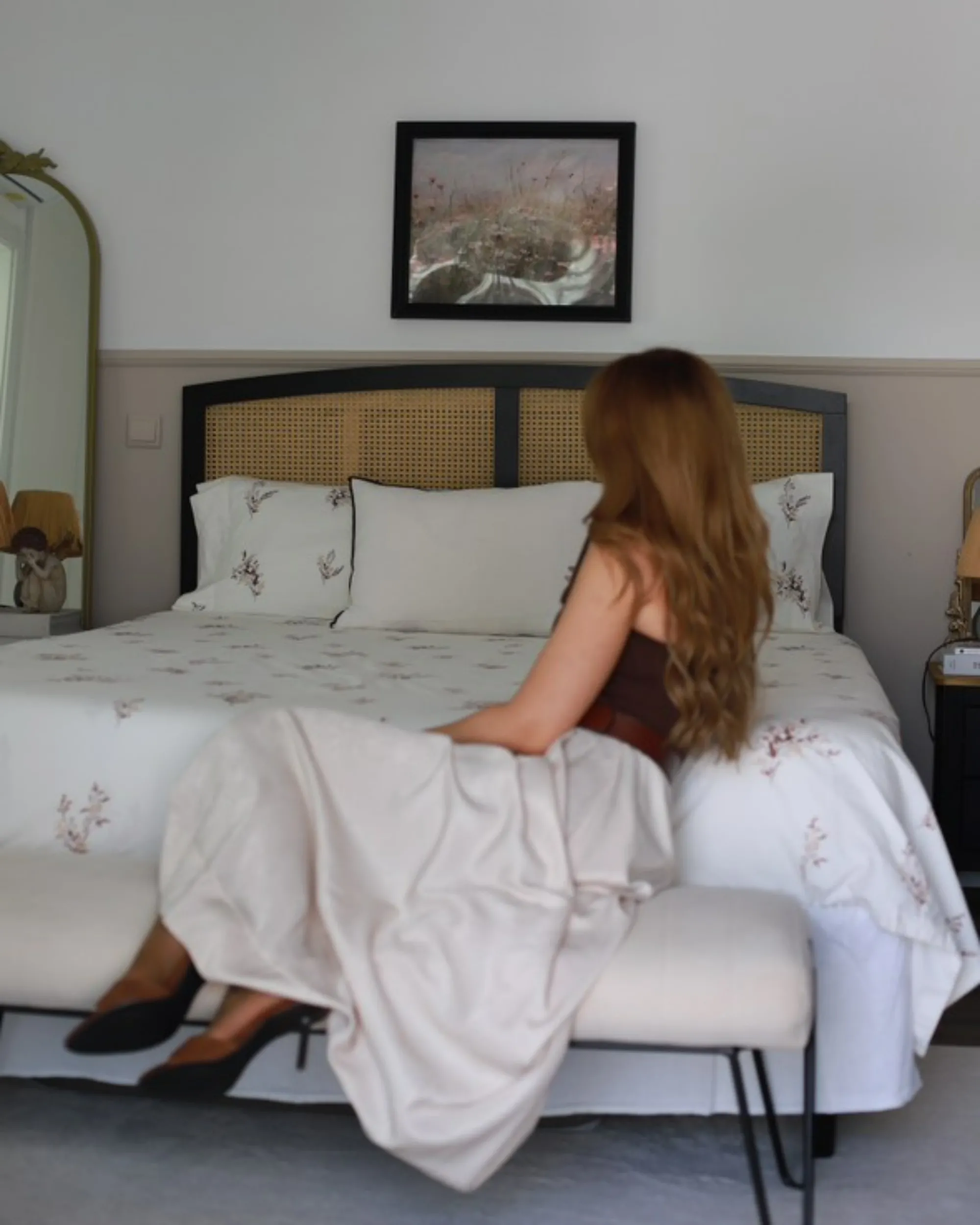 Bed Rotan VARZY 160 x 200 cm Zwart