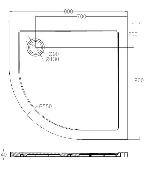 Mueller Mannheim luxe douchebak kwartrond 90x90x4cm wit
