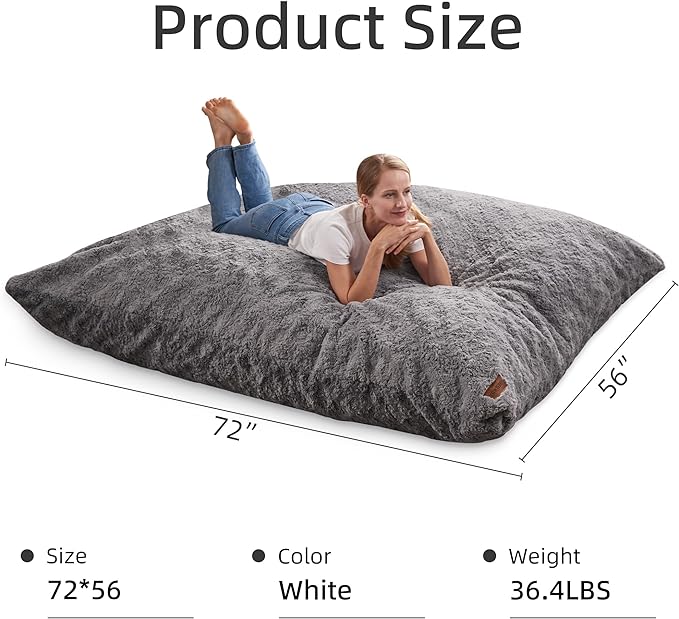 HABUTWAY 3 in 1 Bean Bag Chair, Memory Foam Bean Bag Chair, Convertible Bean Bag Chair with Machine Washable Cover, Giant Bean Bag Chairs for Adult