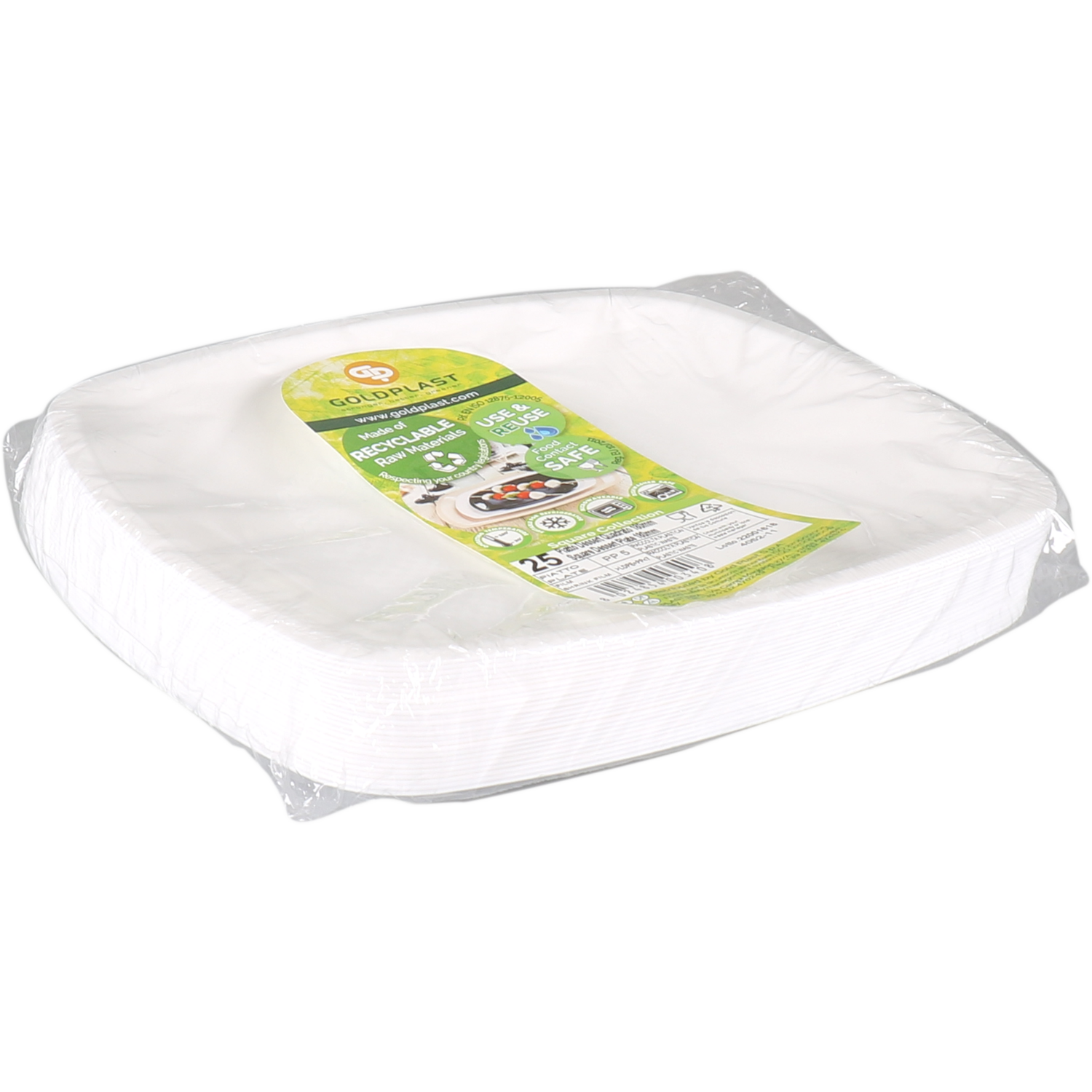 Goldplast Bord, Use & reuse, reusable, vierkant, 1-vaks, pP, 18x18cm, wit