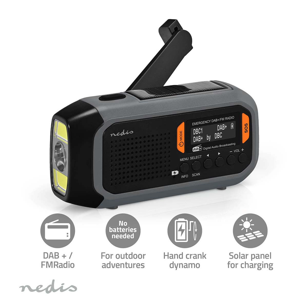 Nedis RDDBCR2600GY Noodradio - Grijs