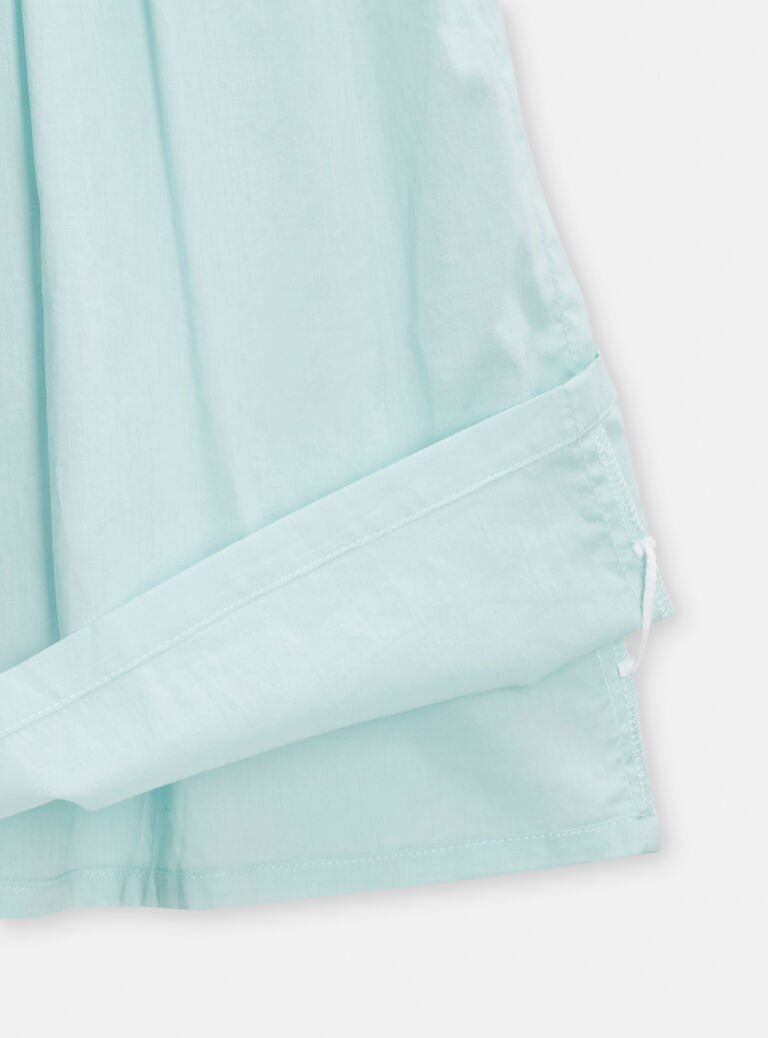 Robe vert d'eau à broderies fleuris pour fille
