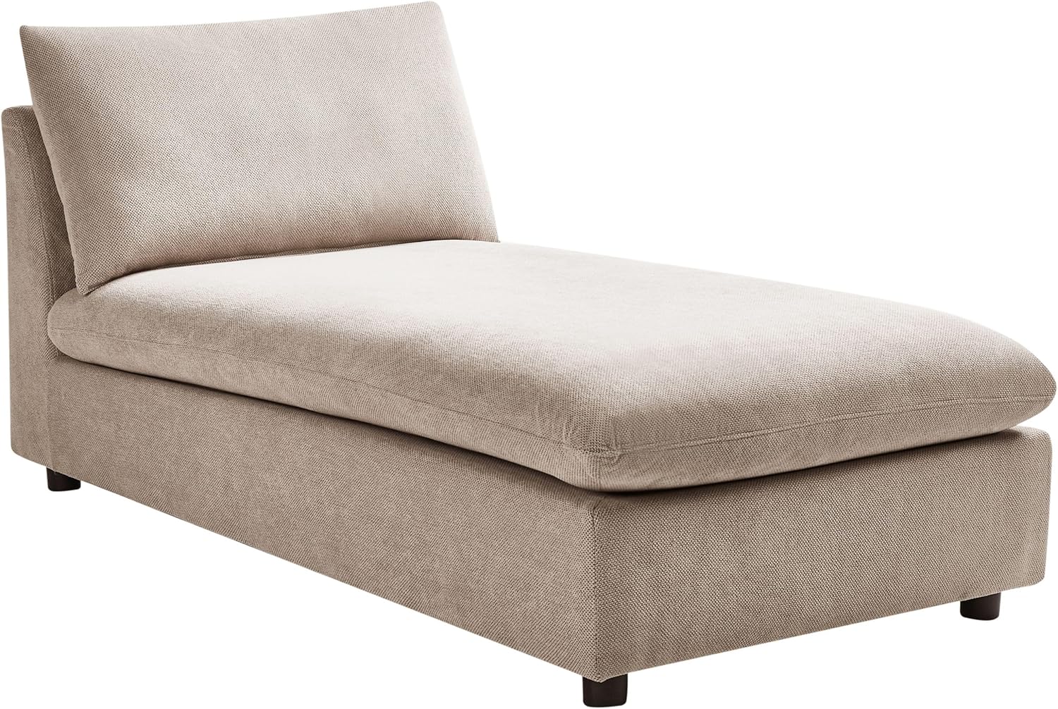 Beliani Chaiselongue Stoffbezug beige Taupe mit Kissen ohne Armlehnen beidseitig Vizille