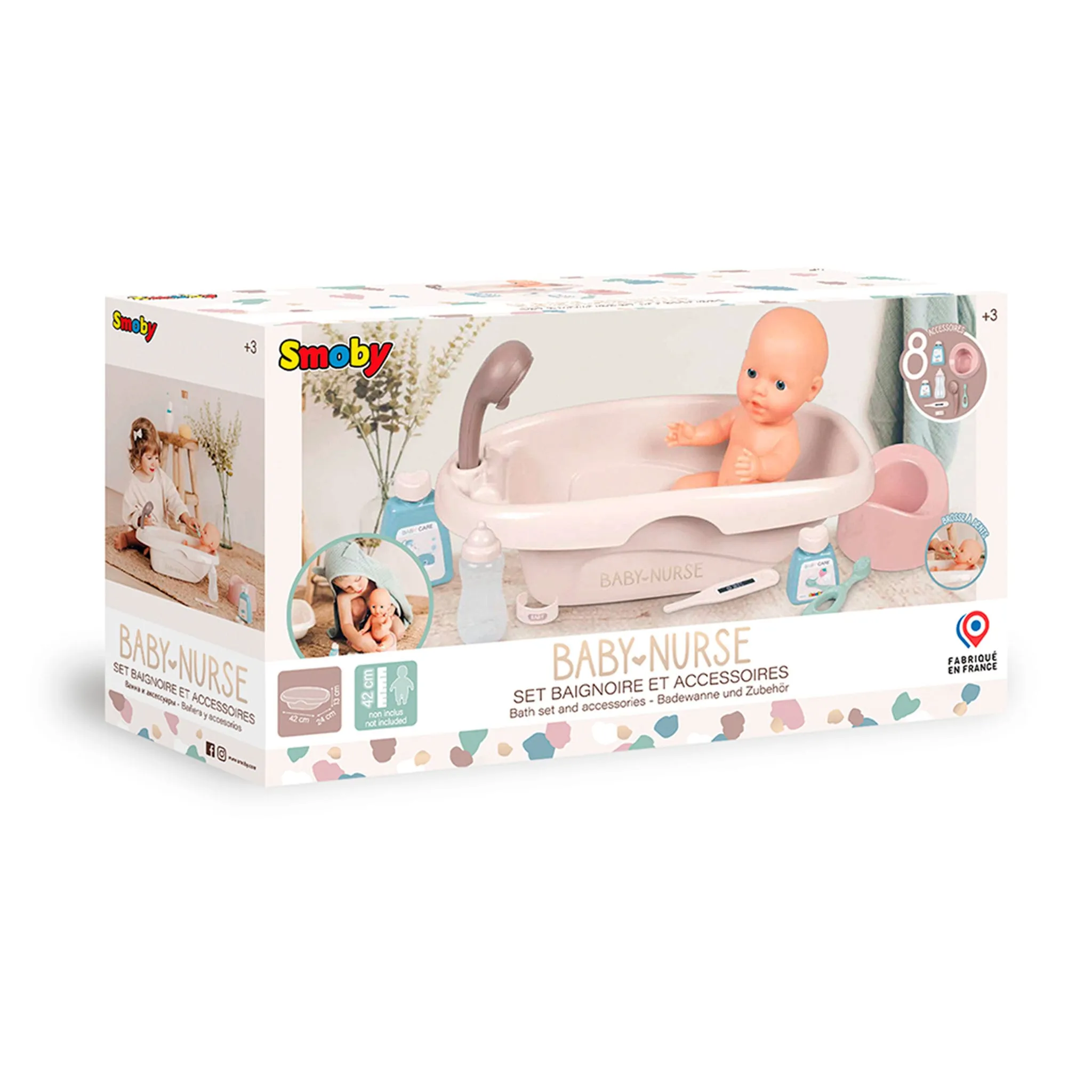 Smoby Baignoire et Accessoires pour Poupée (poupée non-incluse)