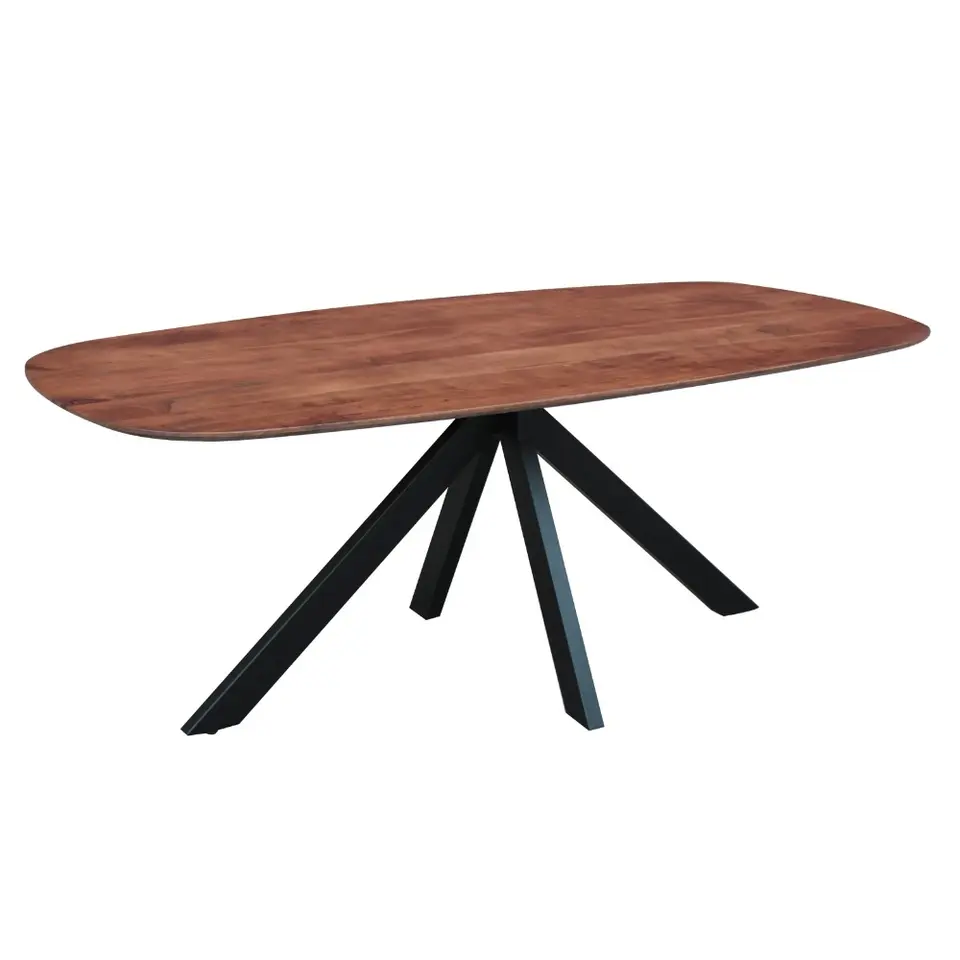Eettafel deens ovaal Paris walnoot finish 200x100 cm - Hout - Bruin