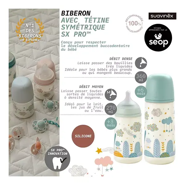 Suavinex Coffret Cadeau Biberon Sucette et Attache Sucette Dreams Bleu 270mL