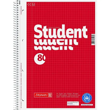 BRUNNEN Collegeblock RCP, A4, kariert, 80 Blatt