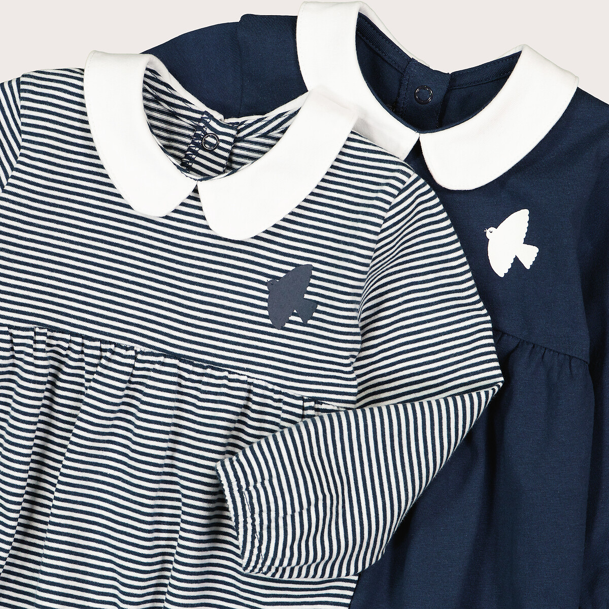 COLEÇÃO LA REDOUTE<br>Conjunto de 2 camisetas de manga comprida, gola Claudine