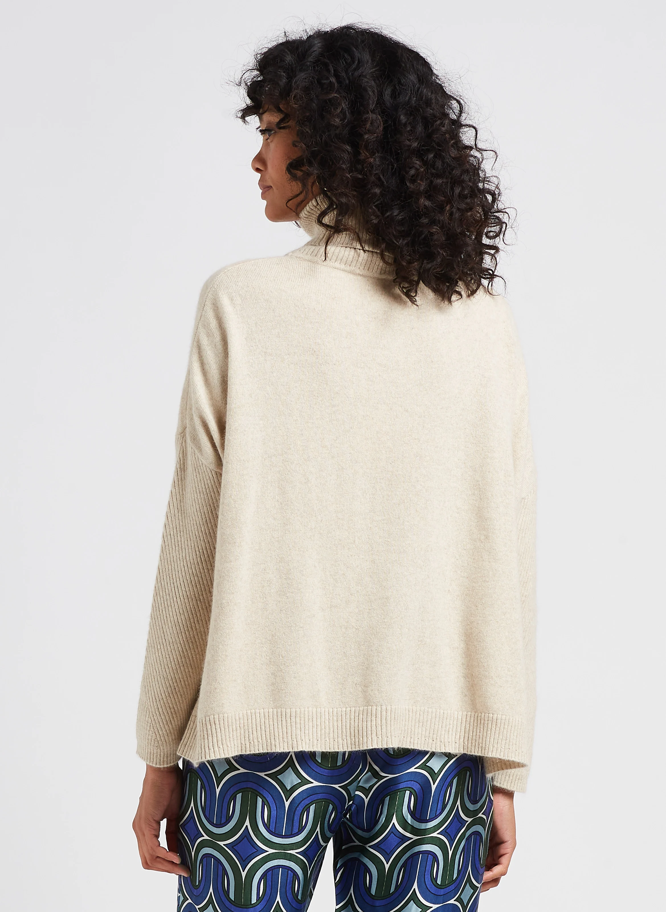 SCRIBE - Col roulé en laine mélangée| Beige